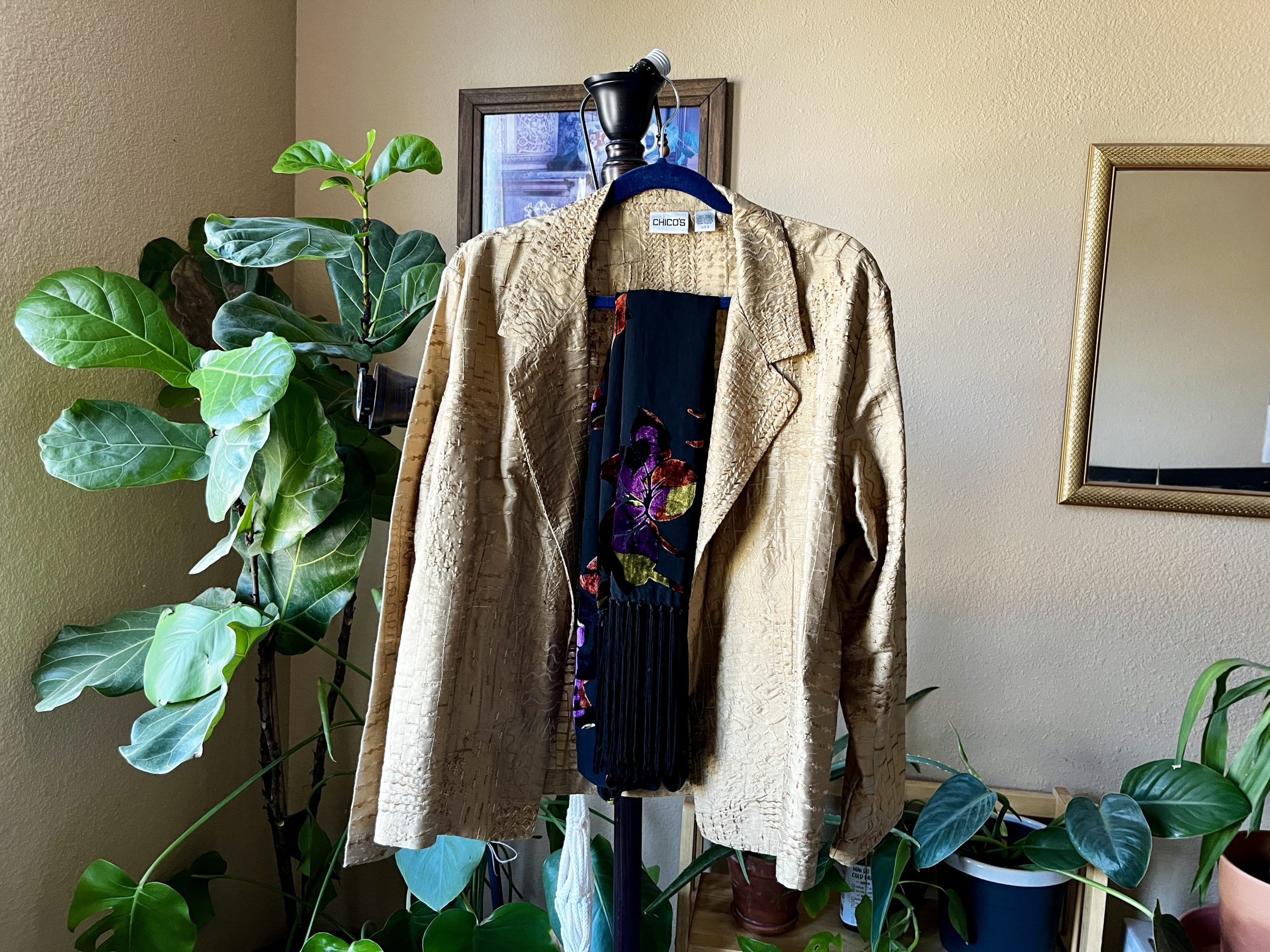 Silk blouse on hanger