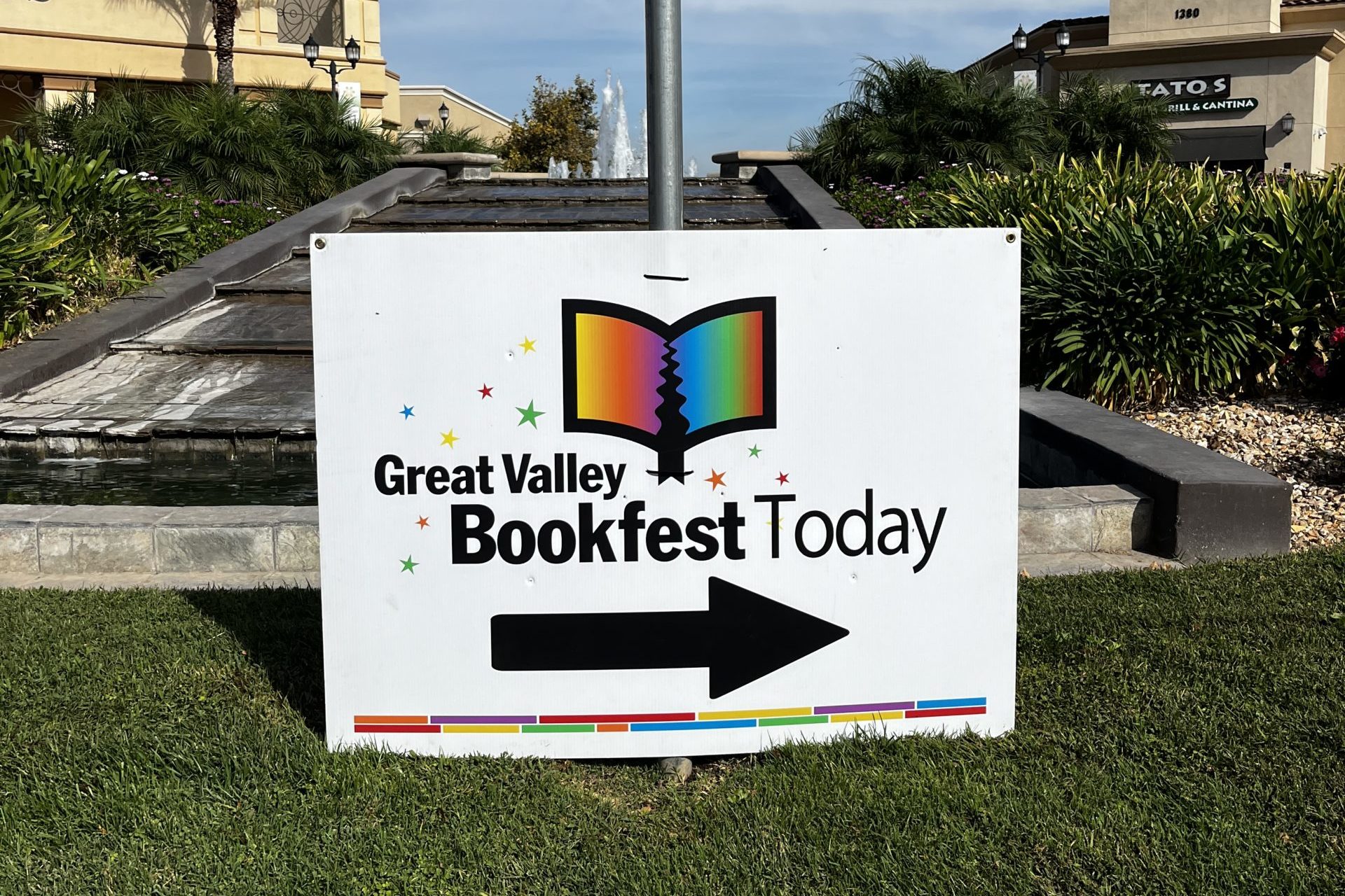 Sign that reads Great Valley Bookfest Today