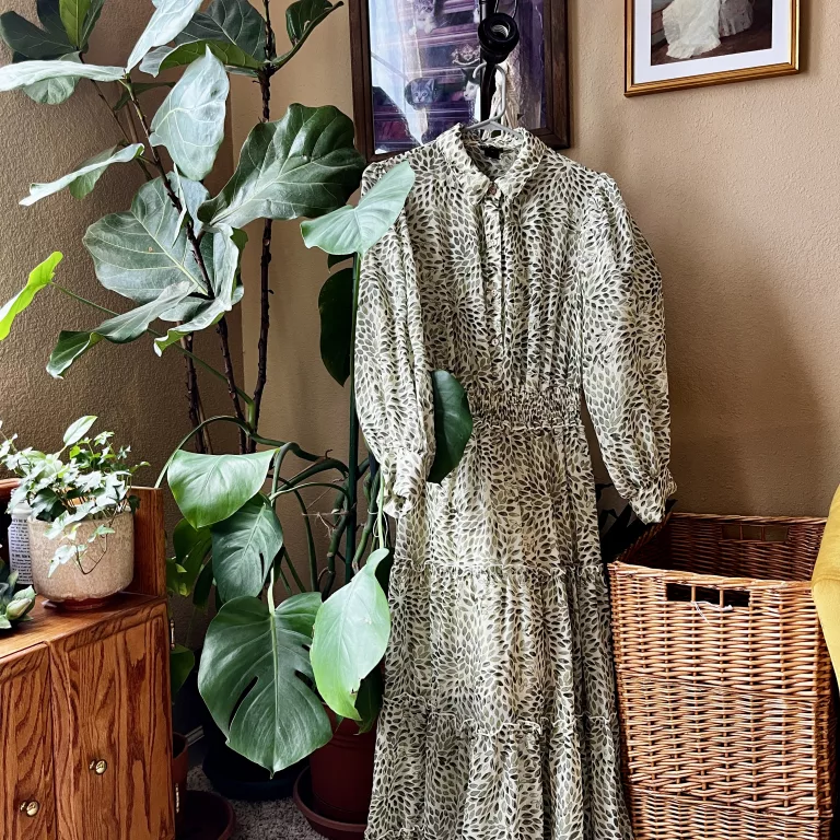 Foliage speckled maxi dress