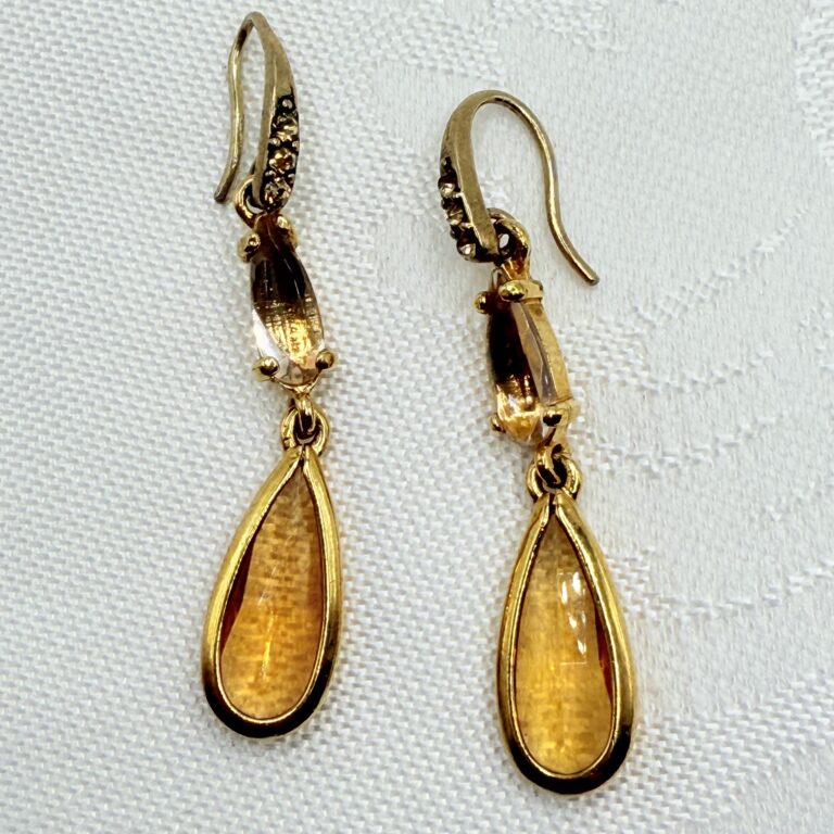 Vintage Monet yellow glass teardrop earrings