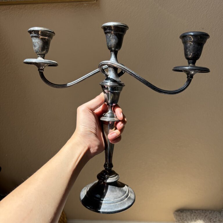 Tarnished silver candelabra 