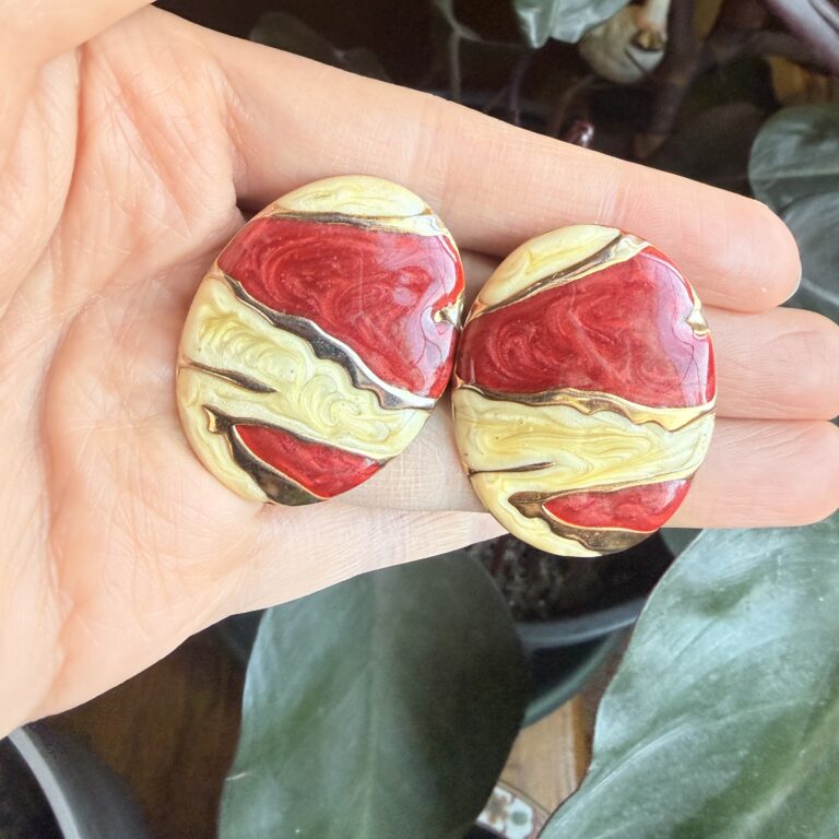 Red enamel earrings