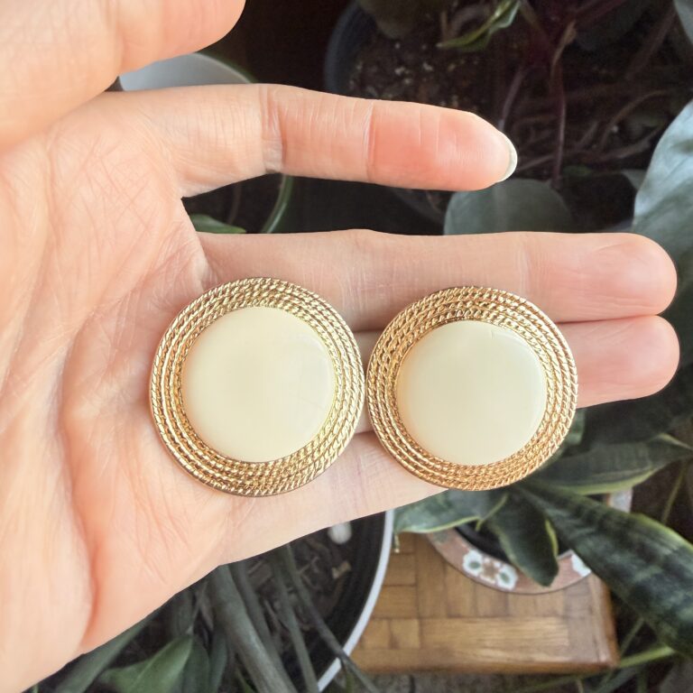 Cream enamel earrings